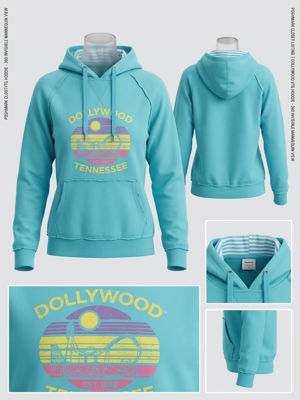 Dollywood Tennessee Turquoise Retro
Sunset Graphic Hoodie - Large